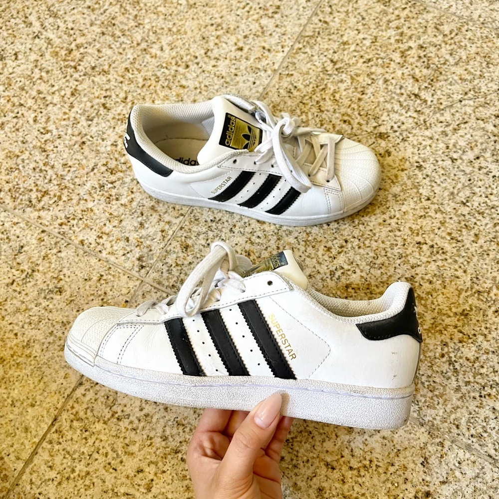Adidas Kids Superstar White with Black Stripes
